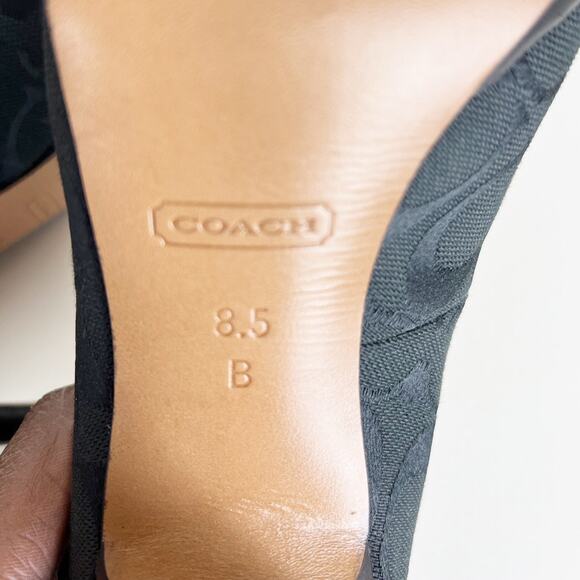 Coach NWB Caya Monogram Signature Logo Stiletto Heel Pumps Shoe Black Size 8.5 B - Picture 11 of 16